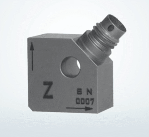 6688A05 high-g IEPE single axis accelerometer featuring a 1/4-28 four-core connector and titanium stainless steel housing for structural vibration testing
