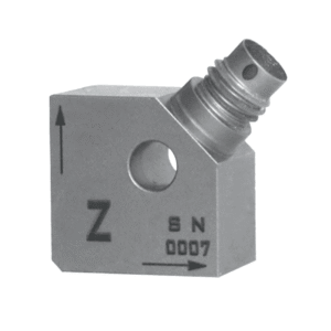 688A07 high precision accelerometer with 1/4-28 four-core connector and titanium stainless steel housing for multi-axis dynamic vibration testing.